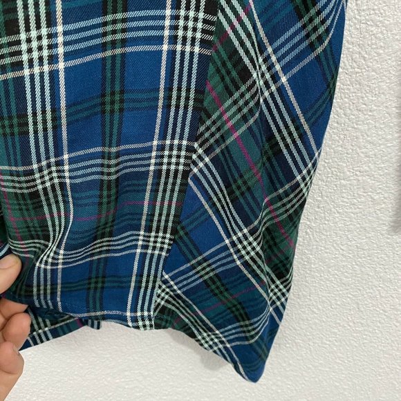 J Jill Cute Plaid Shirt Split Vneck-banded collar Long sleeve asymmetric hem - Picture 8 of 10